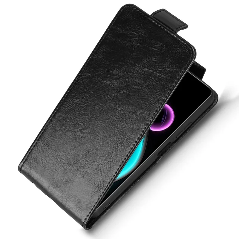 For Blackview Color 6 Stand Case Magnetic Clasp Vertical Flip Leather Phone Cover with Card Holder - Black