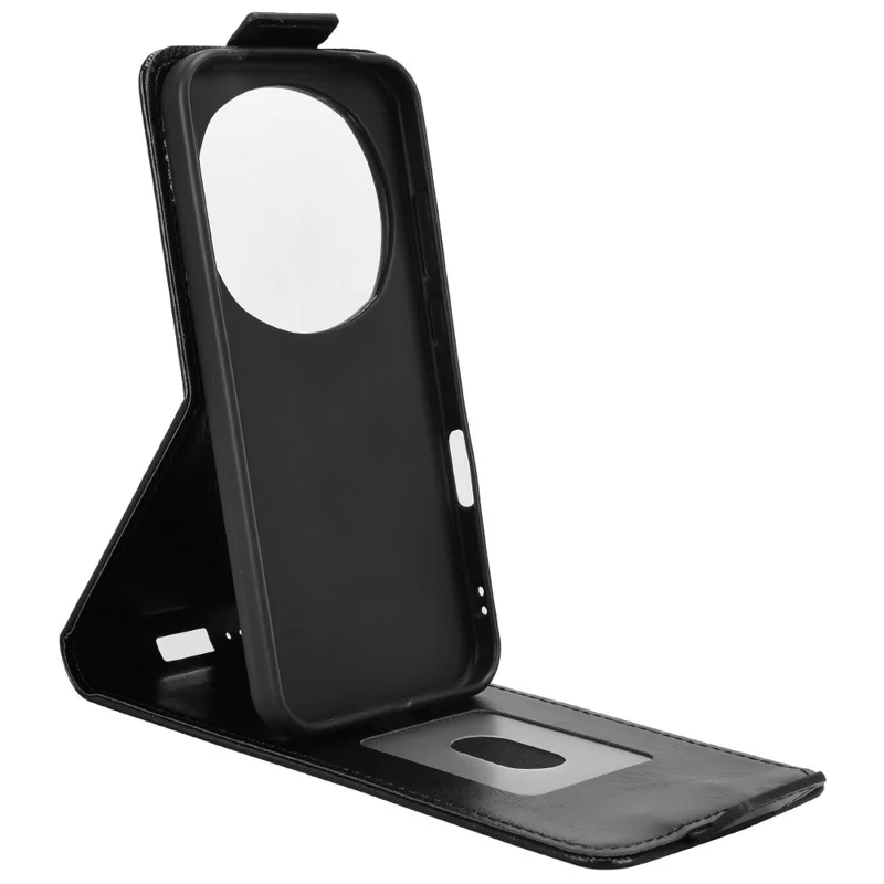 جراب قابل للطي رأسي لهاتف Honor Magic8 Pro 5G مع حامل ومغناطيس وغطاء جلد مع حامل بطاقات - أسود