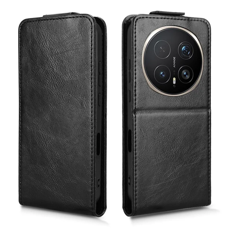 جراب قابل للطي رأسي لهاتف Honor Magic8 Pro 5G مع حامل ومغناطيس وغطاء جلد مع حامل بطاقات - أسود