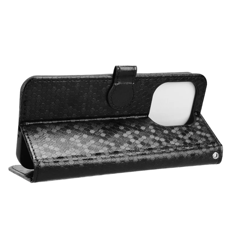 Portemonnee-hoesje met stippenpatroon voor OnePlus 15 5G van PU-leer met polsbandje - Zwart