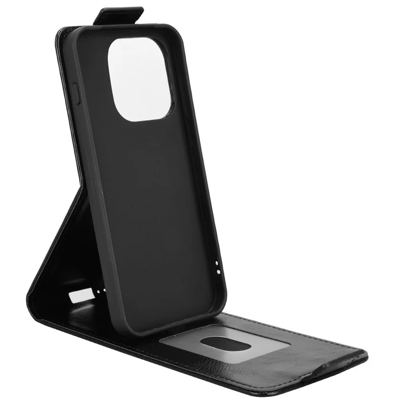 For OnePlus 15 5G Stand Case Magnetic Clasp Vertical Flip Leather Phone Cover with Card Holder - Black