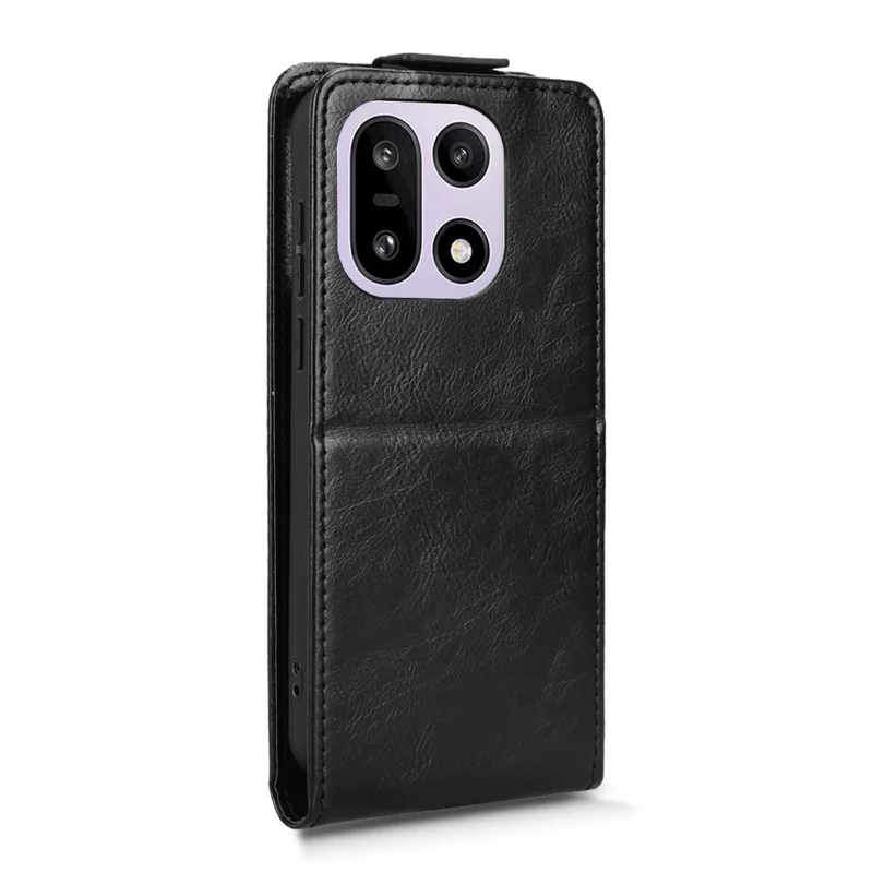 For OnePlus 15 5G Stand Case Magnetic Clasp Vertical Flip Leather Phone Cover with Card Holder - Black