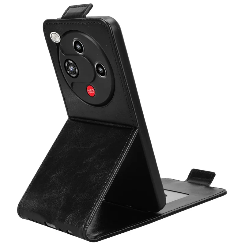 For ZTE nubia Focus 2 5G Stand Case Magnetic Clasp Vertical Flip Leather Phone Cover with Card Holder - Black