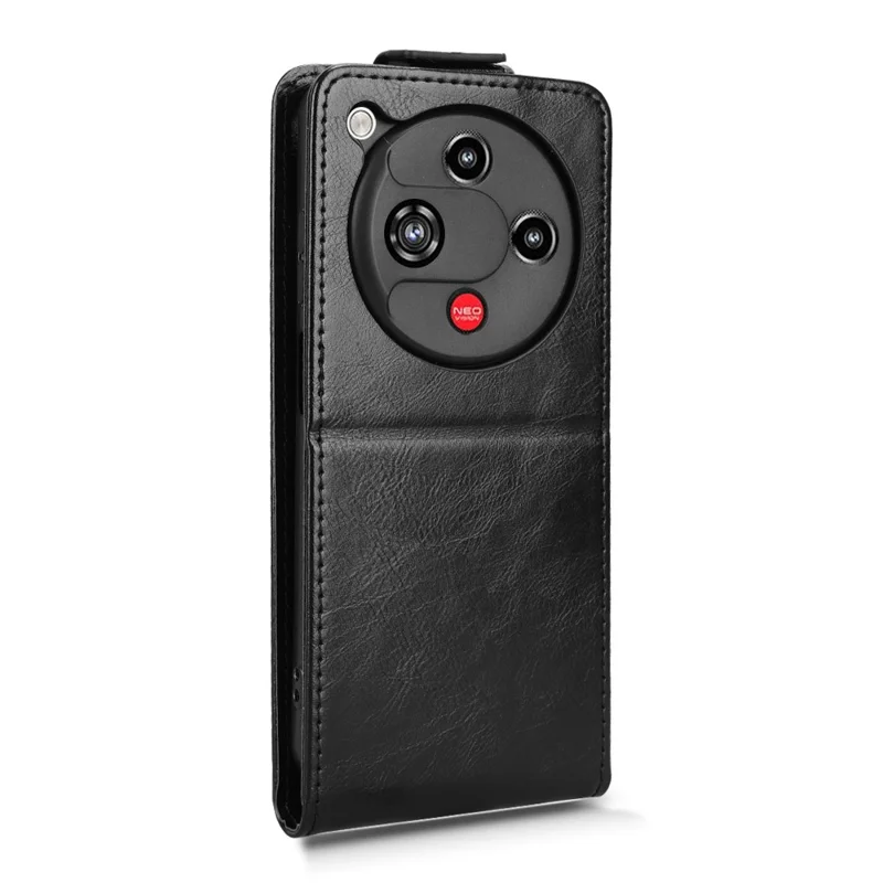 For ZTE nubia Focus 2 5G Stand Case Magnetic Clasp Vertical Flip Leather Phone Cover with Card Holder - Black