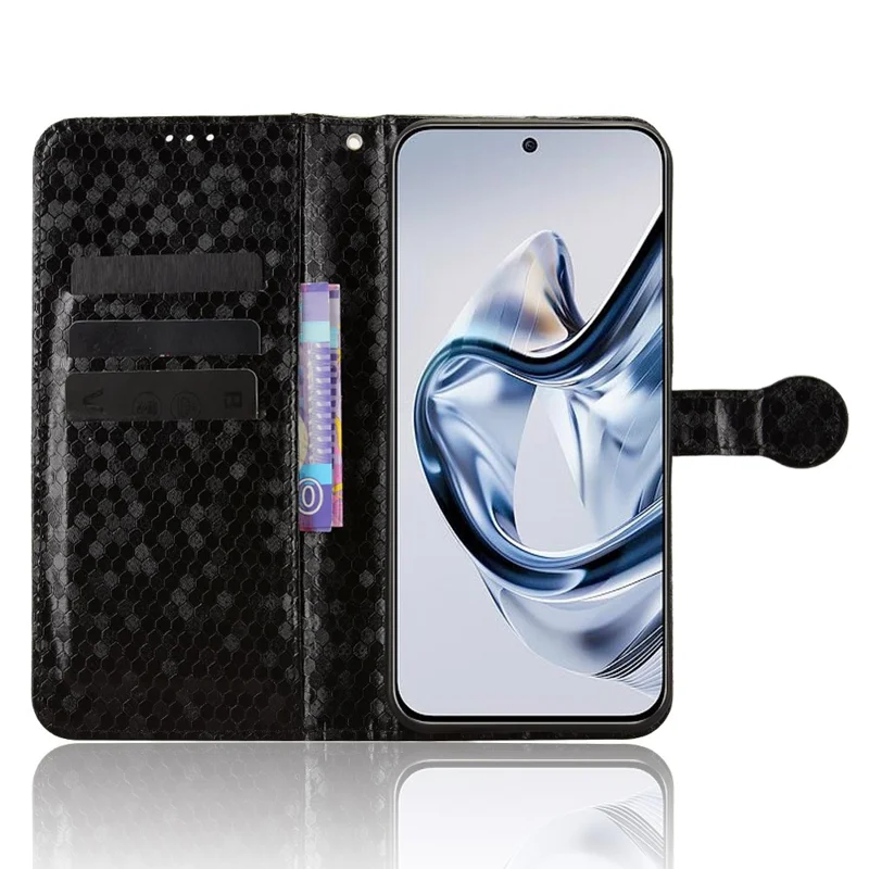 For ZTE nubia Air Wallet Case Dot Pattern Imprint PU Leather Phone Cover with Wrist Strap - Black