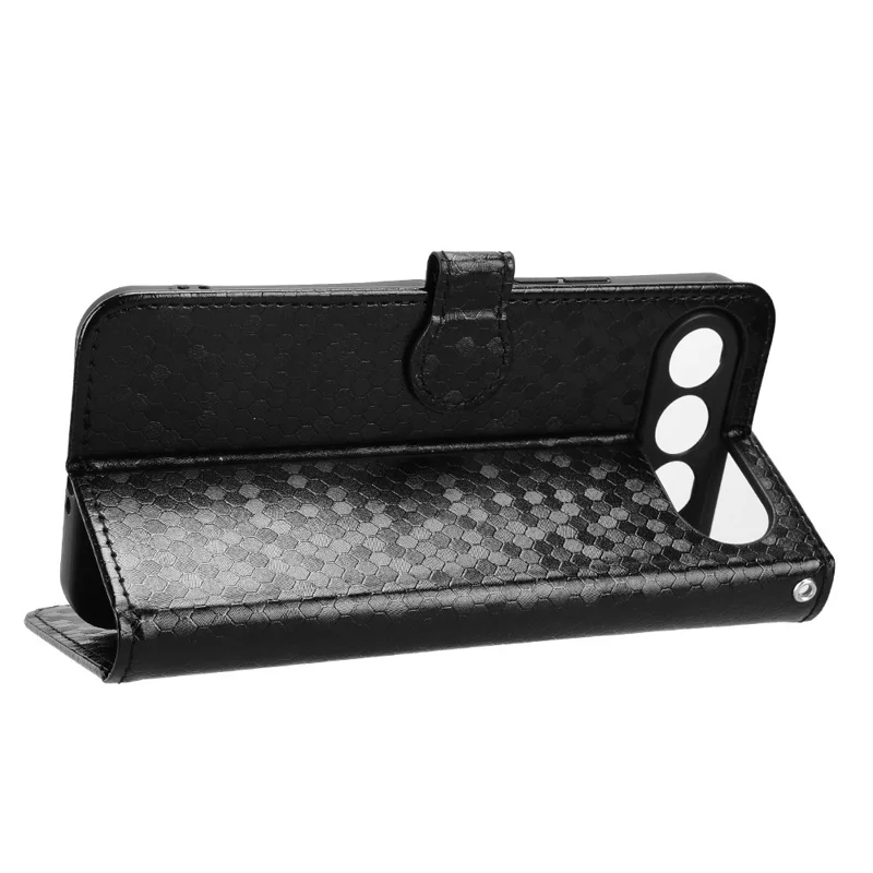 For ZTE nubia Air Wallet Case Dot Pattern Imprint PU Leather Phone Cover with Wrist Strap - Black