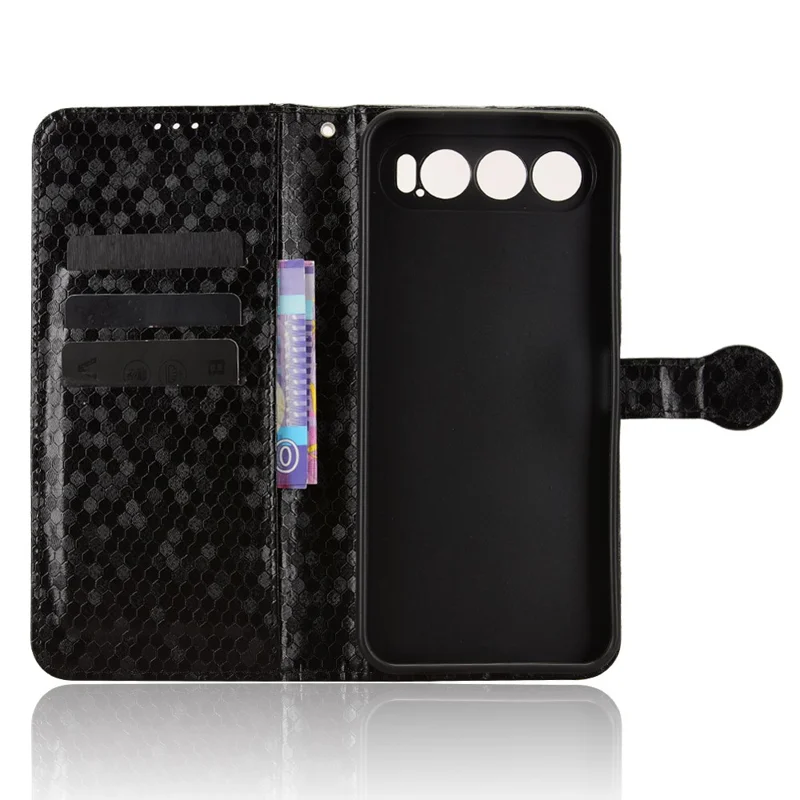 For ZTE nubia Air Wallet Case Dot Pattern Imprint PU Leather Phone Cover with Wrist Strap - Black