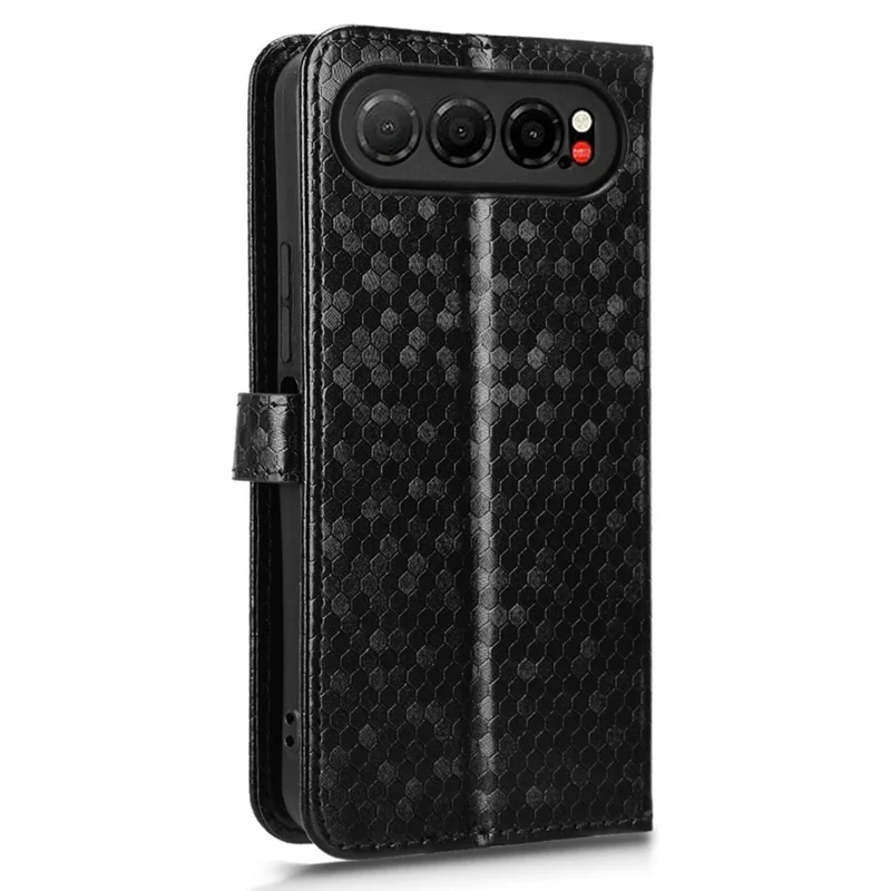 For ZTE nubia Air Wallet Case Dot Pattern Imprint PU Leather Phone Cover with Wrist Strap - Black