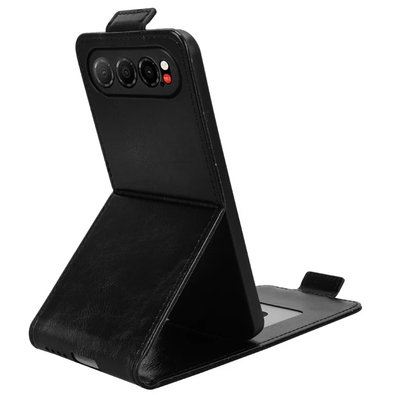 For ZTE nubia Air Stand Case Magnetic Clasp Vertical Flip Leather Phone Cover with Card Holder - Black