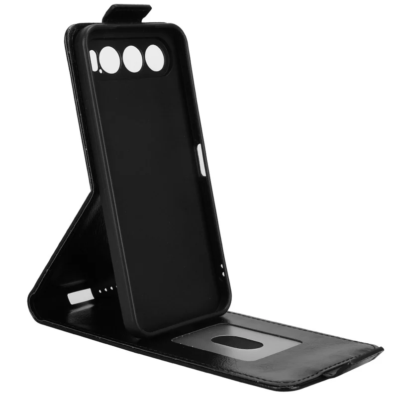 For ZTE nubia Air Stand Case Magnetic Clasp Vertical Flip Leather Phone Cover with Card Holder - Black