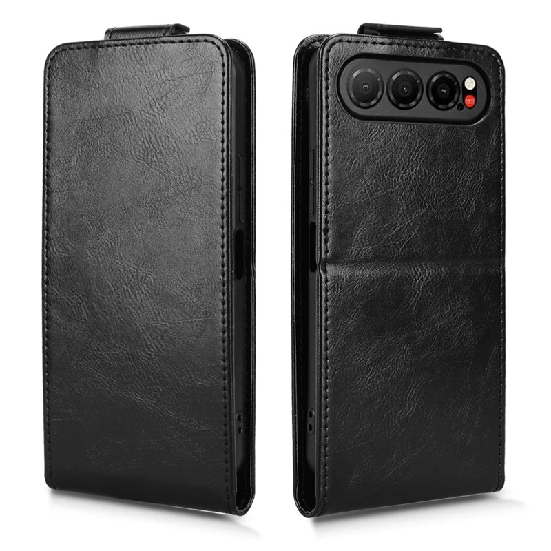 For ZTE nubia Air Stand Case Magnetic Clasp Vertical Flip Leather Phone Cover with Card Holder - Black