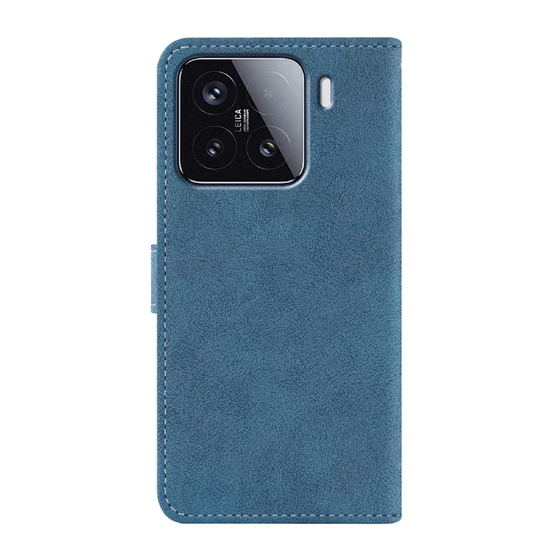Xiaomi 15 Hülle Retro PU-Leder Brieftasche Handyhülle mit drehbaren Kartenschlitzen - Blau