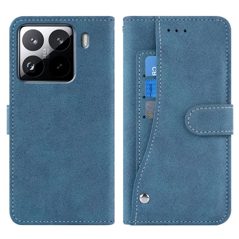 For Xiaomi 15 Pro Case Retro PU Leather Wallet Phone Cover with Rotating Card Slots Holder - Blue