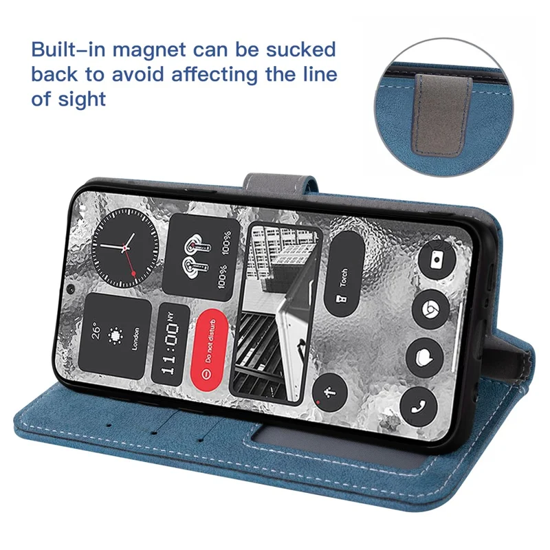 Phone Case For Xiaomi Poco C61 4G / Redmi A3 4G / A3x 4G Retro PU Leather Wallet Cover with Rotating Card Slots Holder - Blue