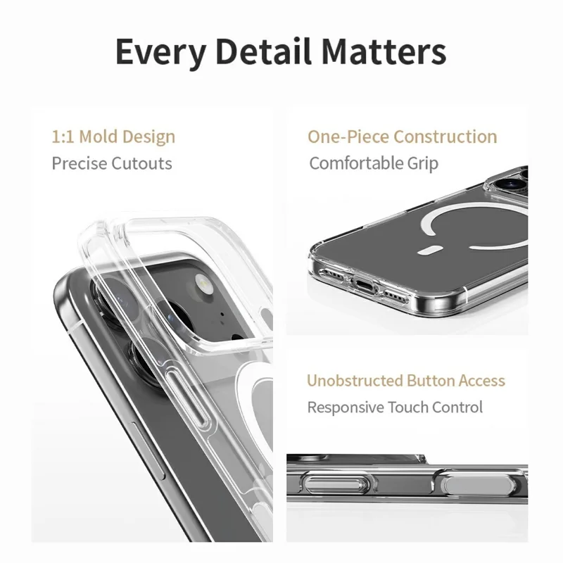 ROCK For iPhone 17 Pro Max Clear Phone Case Compatible with MagSafe PC + TPU Phone Cover