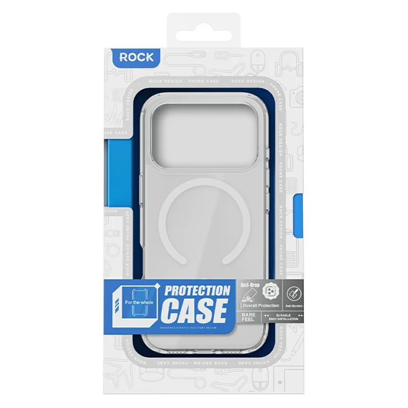 ROCK For iPhone 17 Pro Max Clear Phone Case Compatible with MagSafe PC + TPU Phone Cover