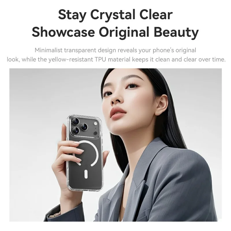 ROCK For iPhone 17 Pro Max Clear Phone Case Compatible with MagSafe PC + TPU Phone Cover