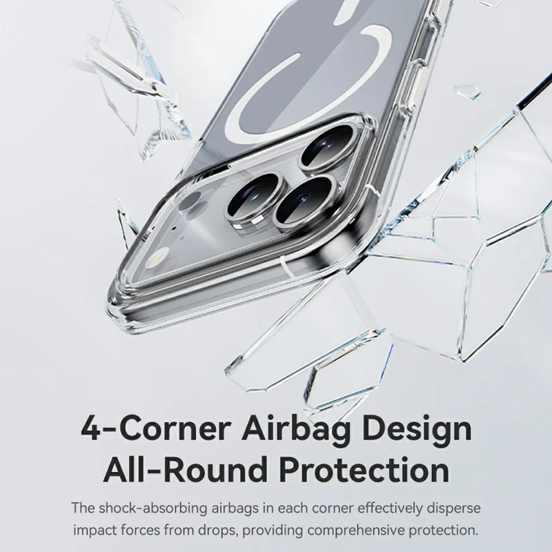 ROCK For iPhone 17 Pro Max Clear Phone Case Compatible with MagSafe PC + TPU Phone Cover