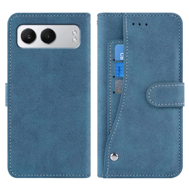 For OnePlus Nord 4 Case Retro PU Leather Wallet Phone Cover with Rotating Card Slots Holder - Blue