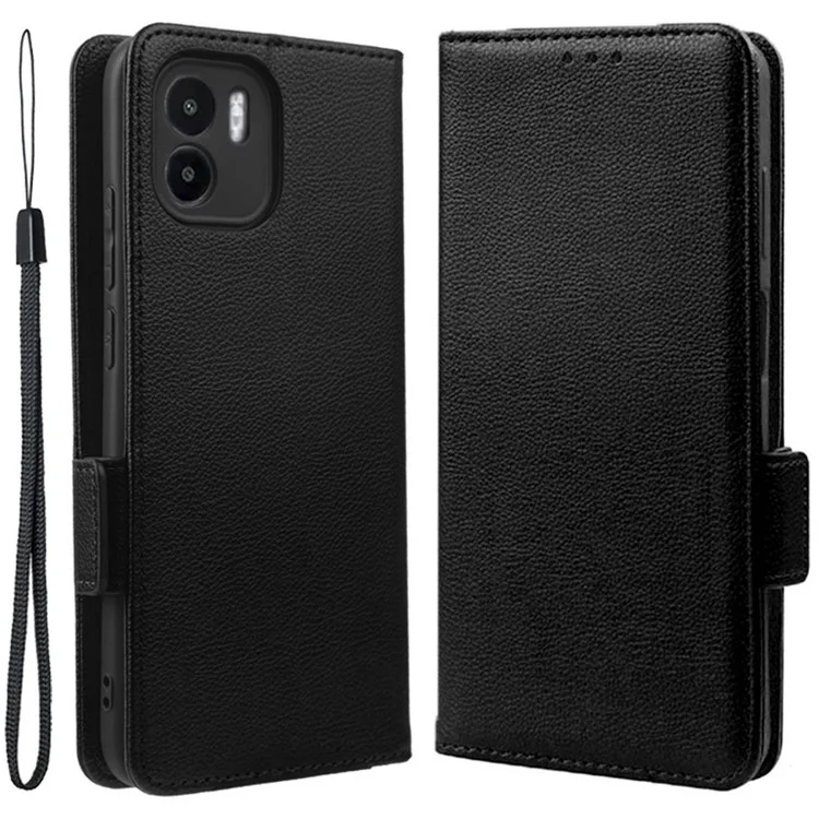 Custodia Per Telefono -shock Per Xiaomi Redmi A1 4G, Portafoglio di Texture Litchi PU Coperchi - Nero
