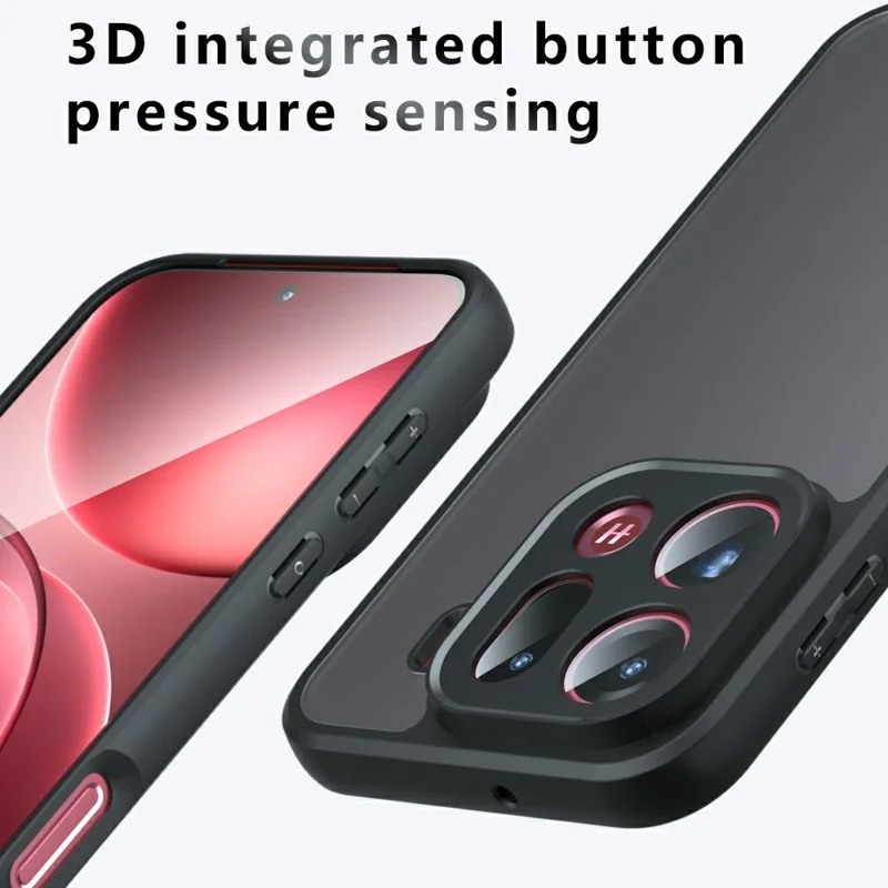 Per Oppo Find X9 Pro 5G Case Skin-Touch TPU + PC Matte Phone Back Cover, Trasparente Nero