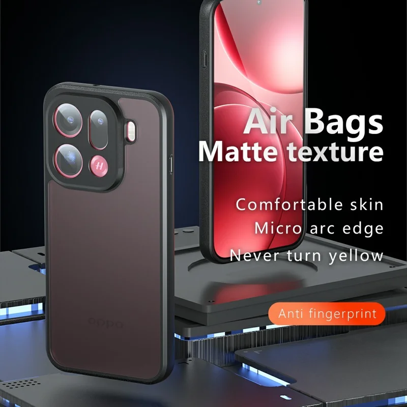 Per Oppo Find X9 Pro 5G Case Skin-Touch TPU + PC Matte Phone Back Cover, Trasparente Nero