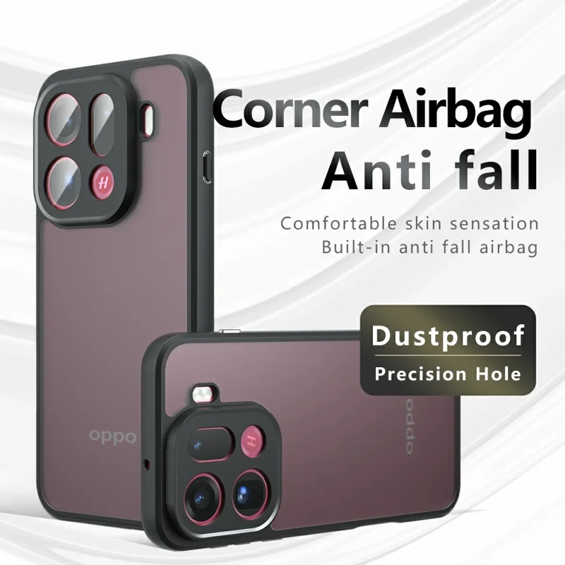 Per Oppo Find X9 Pro 5G Case Skin-Touch TPU + PC Matte Phone Back Cover, Trasparente Nero