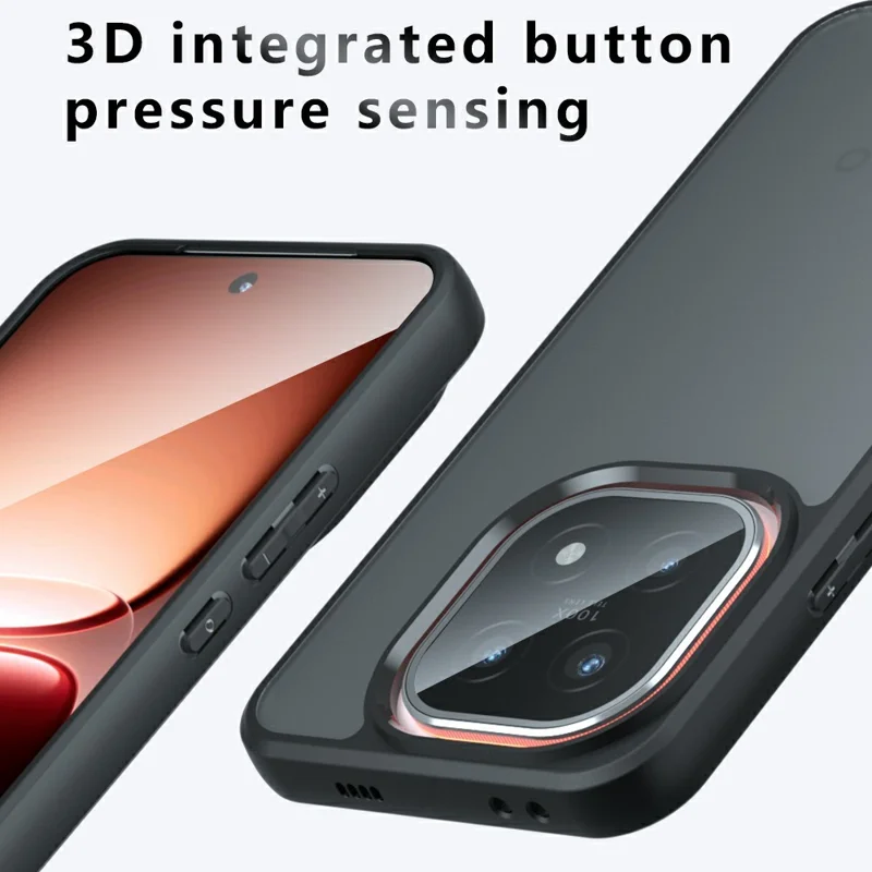 For vivo iQOO 15 5G Case Skin-Touch TPU + PC Matte Phone Back Cover, Transparent Black