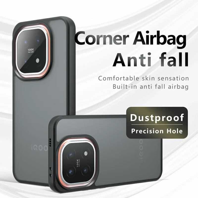 For vivo iQOO 15 5G Case Skin-Touch TPU + PC Matte Phone Back Cover, Transparent Black