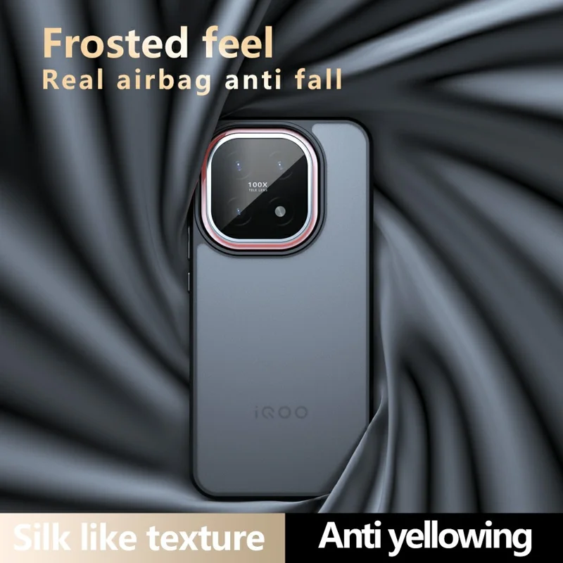 For vivo iQOO 15 5G Case Skin-Touch TPU + PC Matte Phone Back Cover, Transparent Black