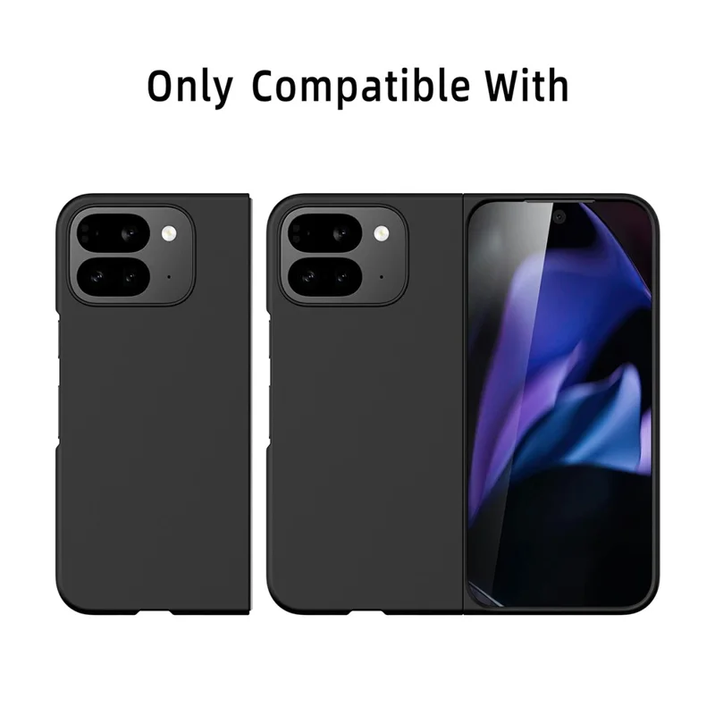 Google Pixel 10 Pro Fold Gehäuse Skin-Feel Gummierte Hart-PC-Handyhülle mit Frontschutzfolie - Schwarz