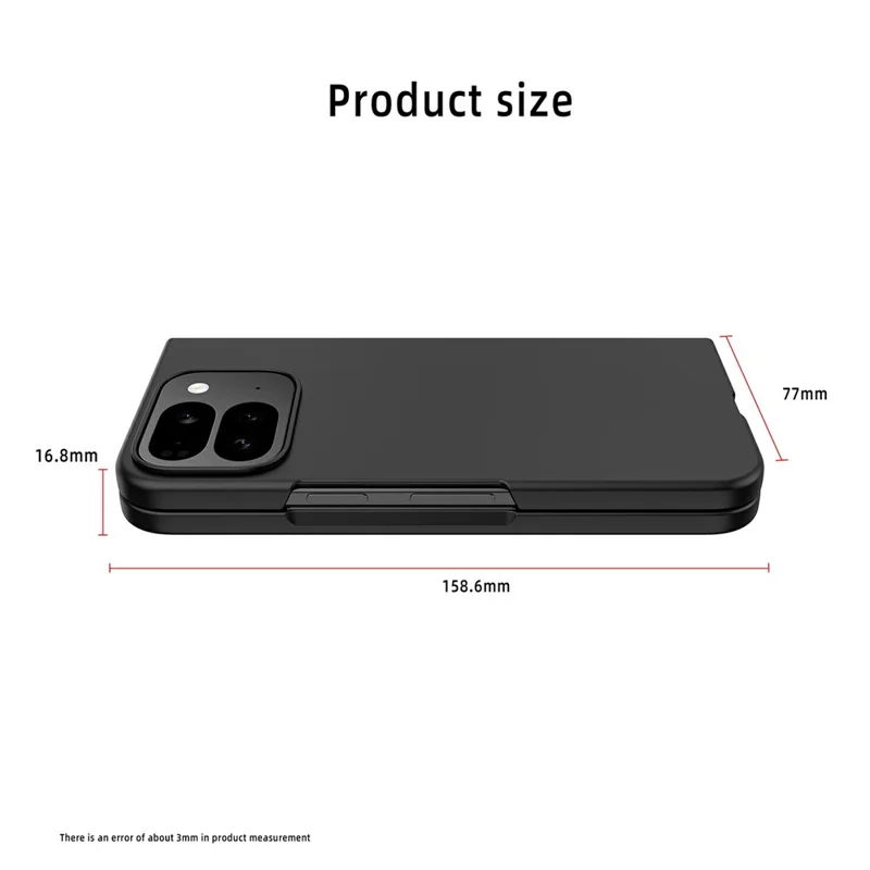 Google Pixel 10 Pro Fold Gehäuse Skin-Feel Gummierte Hart-PC-Handyhülle mit Frontschutzfolie - Schwarz