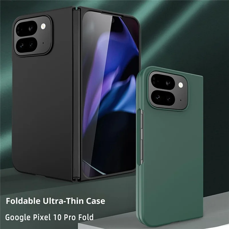 Google Pixel 10 Pro Fold Gehäuse Skin-Feel Gummierte Hart-PC-Handyhülle mit Frontschutzfolie - Schwarz