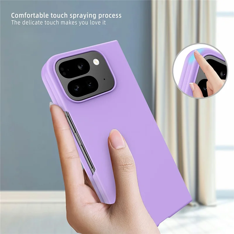 Google Pixel 10 Pro Fold Gehäuse Skin-Feel Gummierte Hart-PC-Handyhülle mit Frontschutzfolie - Schwarz