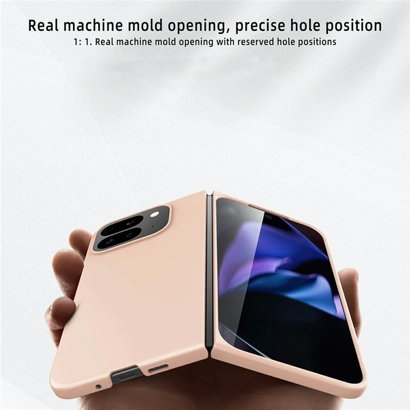 Google Pixel 10 Pro Fold Gehäuse Skin-Feel Gummierte Hart-PC-Handyhülle mit Frontschutzfolie - Schwarz