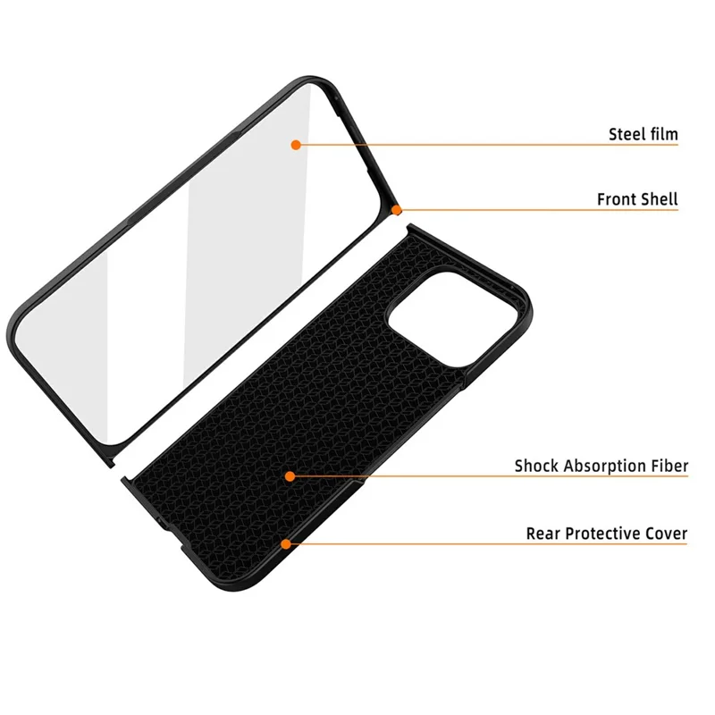 Google Pixel 10 Pro Fold Gehäuse Skin-Feel Gummierte Hart-PC-Handyhülle mit Frontschutzfolie - Schwarz