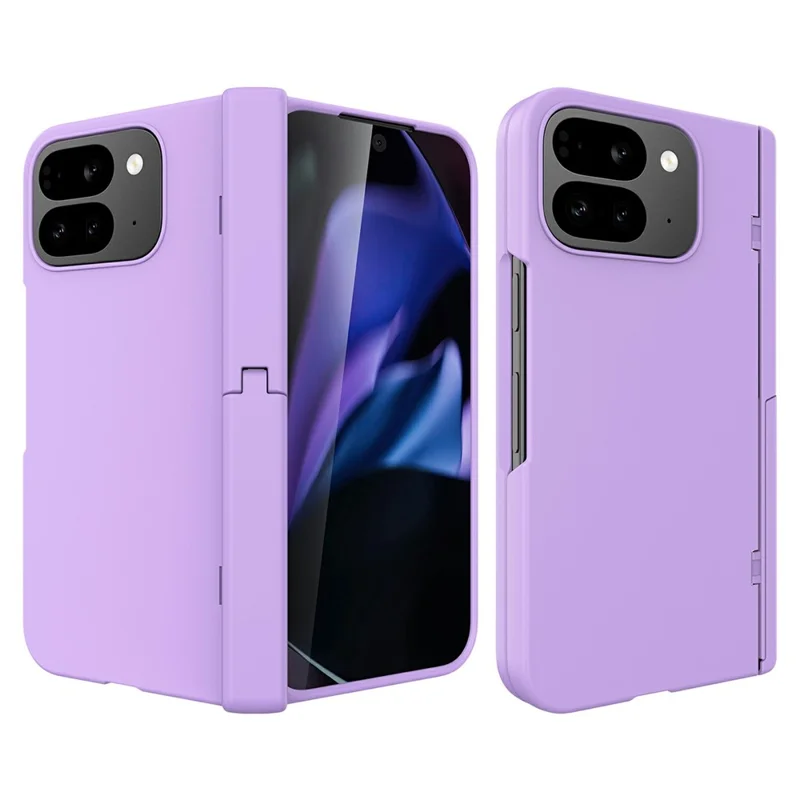 For Google Pixel 10 Pro Fold Case Kickstand Hard PC Phone Cover with Screen Film - Purple