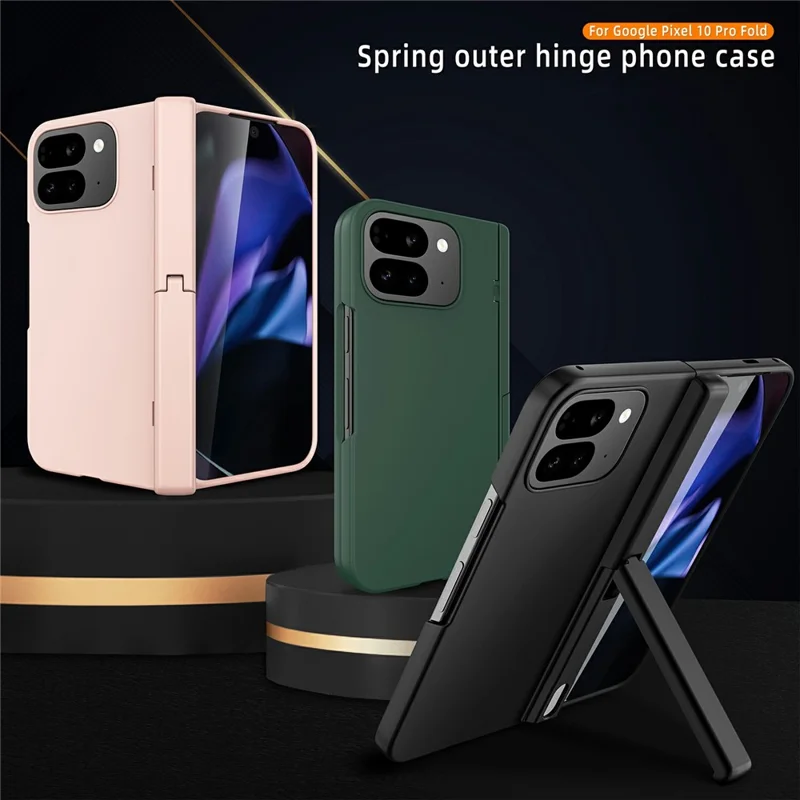 For Google Pixel 10 Pro Fold Case Kickstand Hard PC Phone Cover with Screen Film - Purple