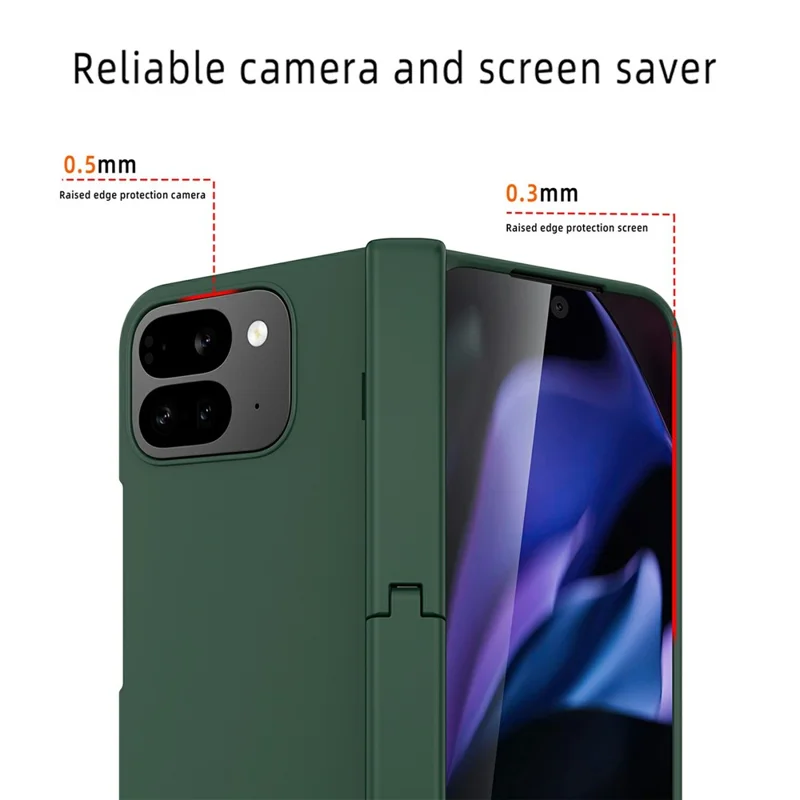 For Google Pixel 10 Pro Fold Case Kickstand Hard PC Phone Cover with Screen Film - Purple