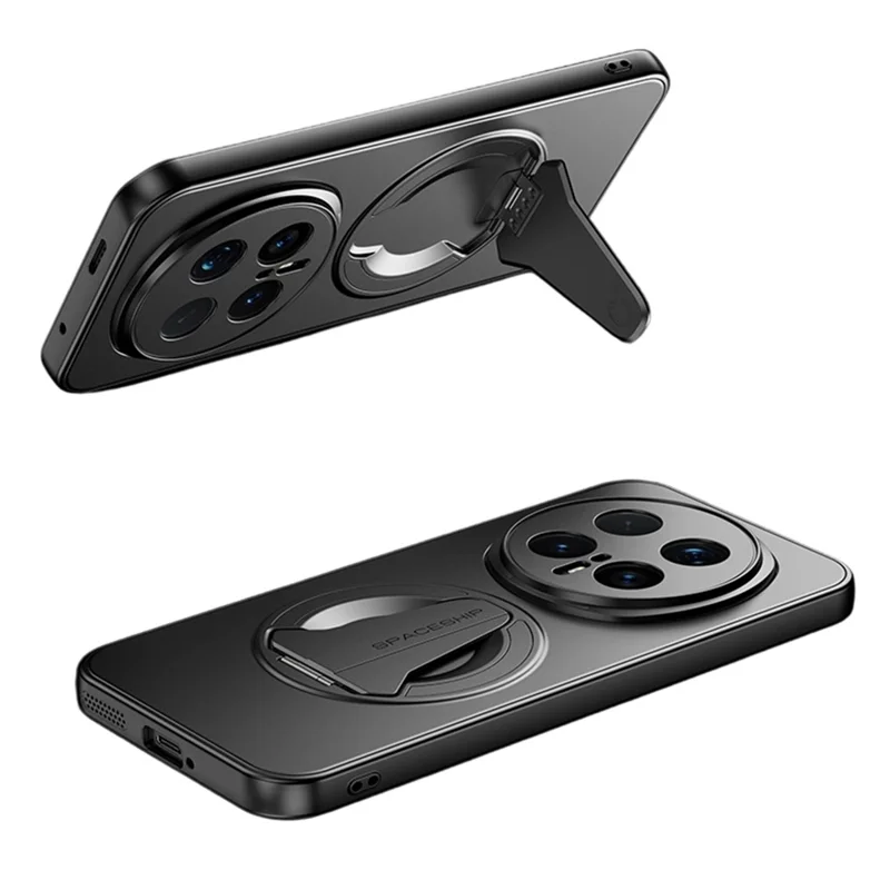 For Honor Magic8 Pro 5G Case Magnetic Case Hidden Kickstand Skin-Feel Matte PC TPU Phone Back Cover - Black