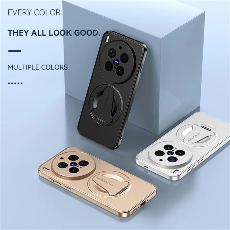 For vivo X300 Pro 5G Magnetic Case Hidden Kickstand Skin-Feel Matte PC TPU Phone Back Cover - Black