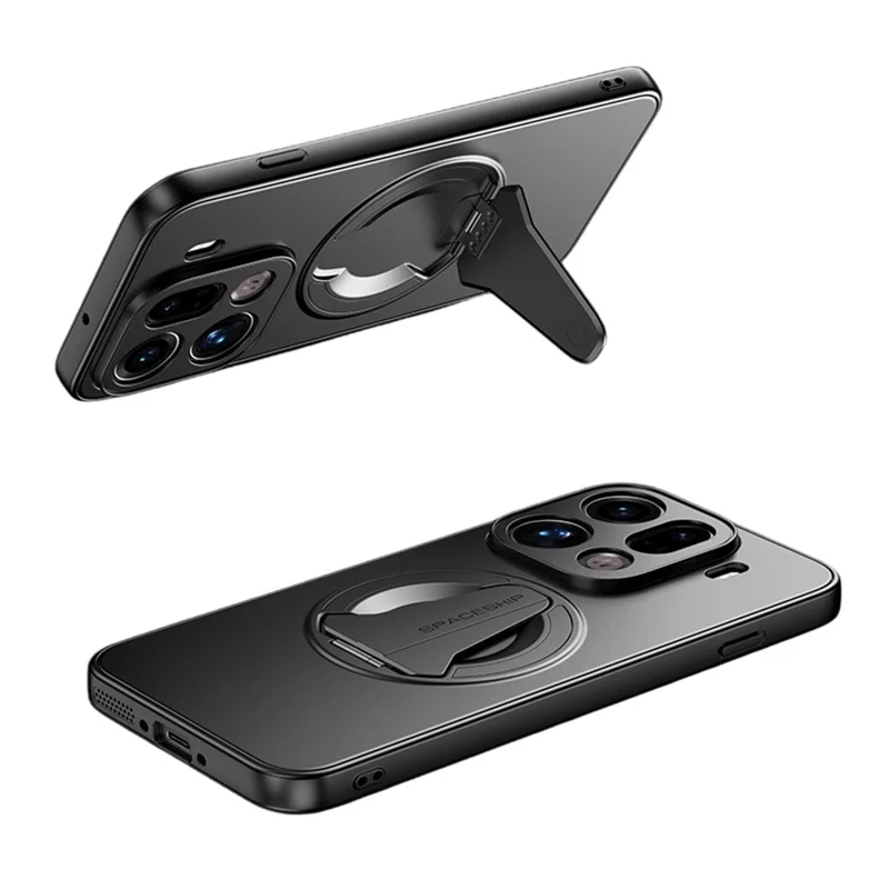 Voor Oppo Find X9 Pro 5G hoesje compatibel met MagSafe verborgen standaard huidgevoelige matte PC TPU telefoon achterkant - Zwart