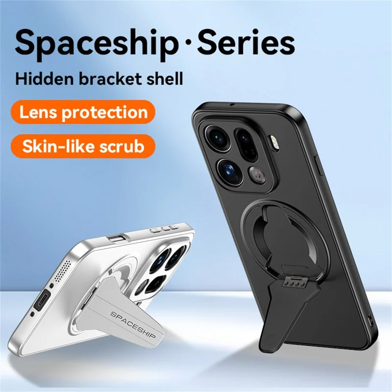 Voor Oppo Find X9 Pro 5G hoesje compatibel met MagSafe verborgen standaard huidgevoelige matte PC TPU telefoon achterkant - Zwart