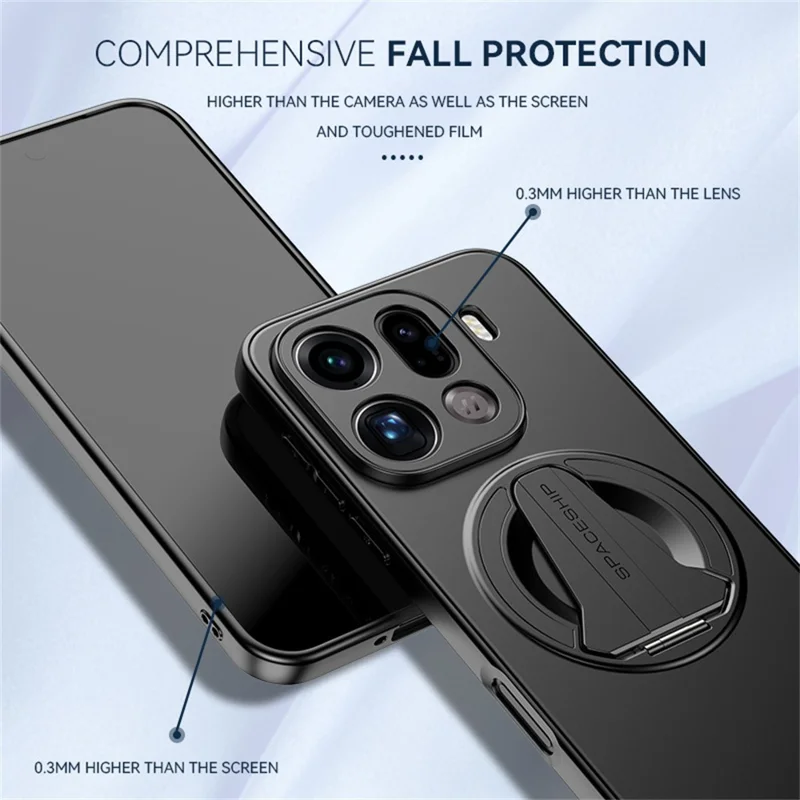 Voor Oppo Find X9 Pro 5G hoesje compatibel met MagSafe verborgen standaard huidgevoelige matte PC TPU telefoon achterkant - Zwart
