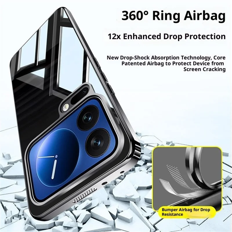 Capa Xiaomi 17 Pro Max Eletrodeposição PC Capa Traseira do Telefone com Protetor de Lente da Câmera - Preto