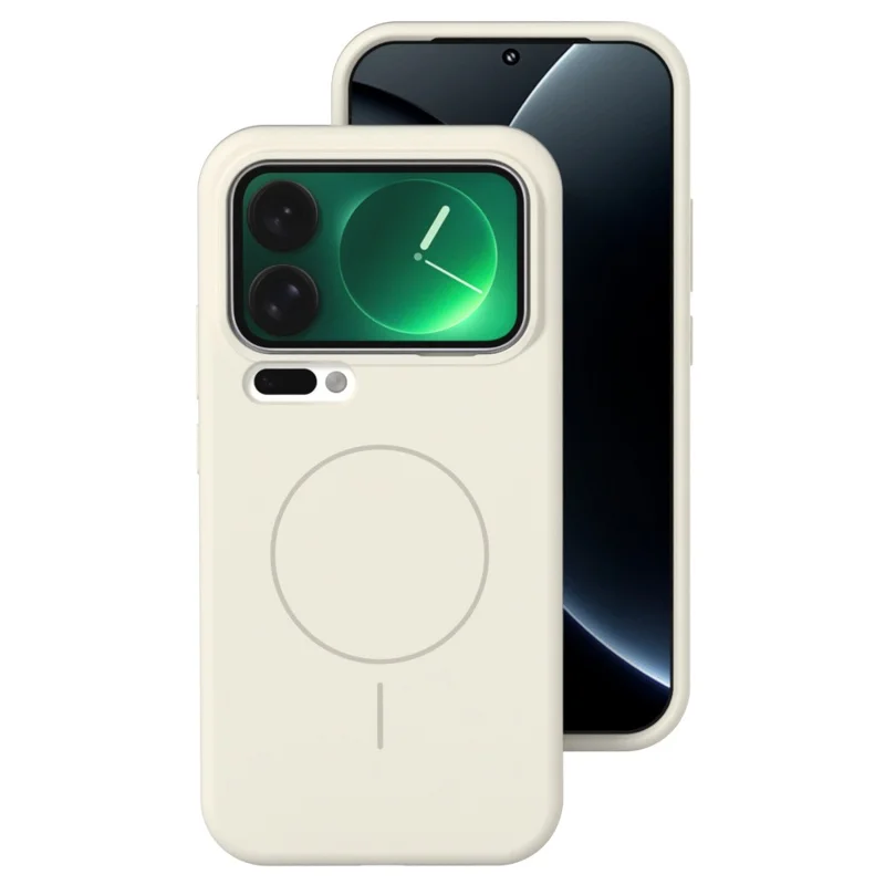 For Xiaomi 17 Pro Liquid Silicone Magnetic Case Skin-Touch Phone Cover - Antique White