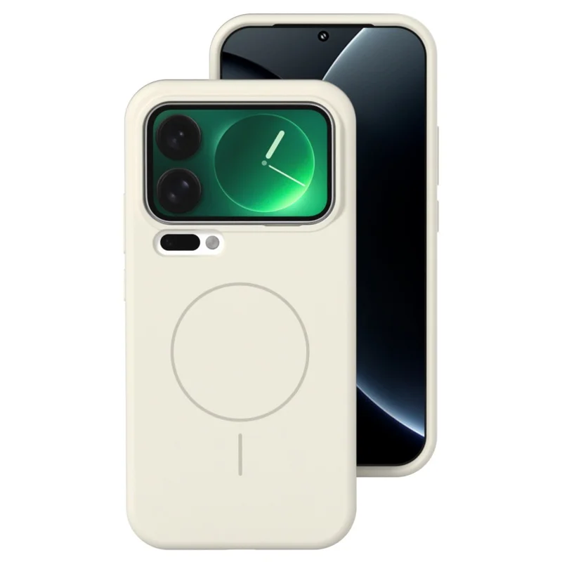 Funda de silicona líquida compatible con MagSafe para Xiaomi 17 Pro Max - Blanco antiguo