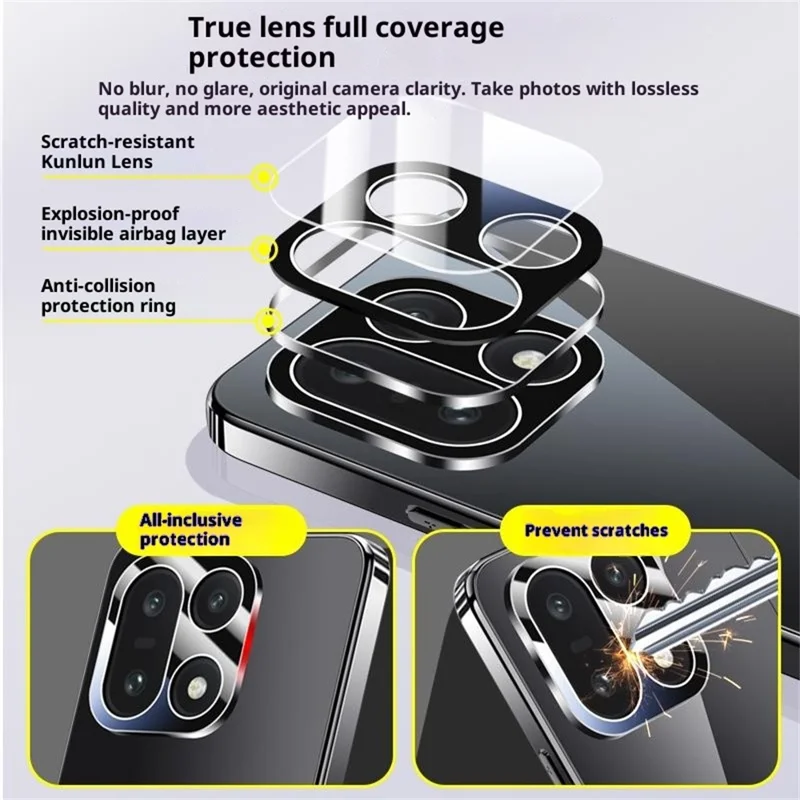 For OnePlus 15 5G Case Electroplating PC Phone Back Cover with Camera Lens Protector - Black