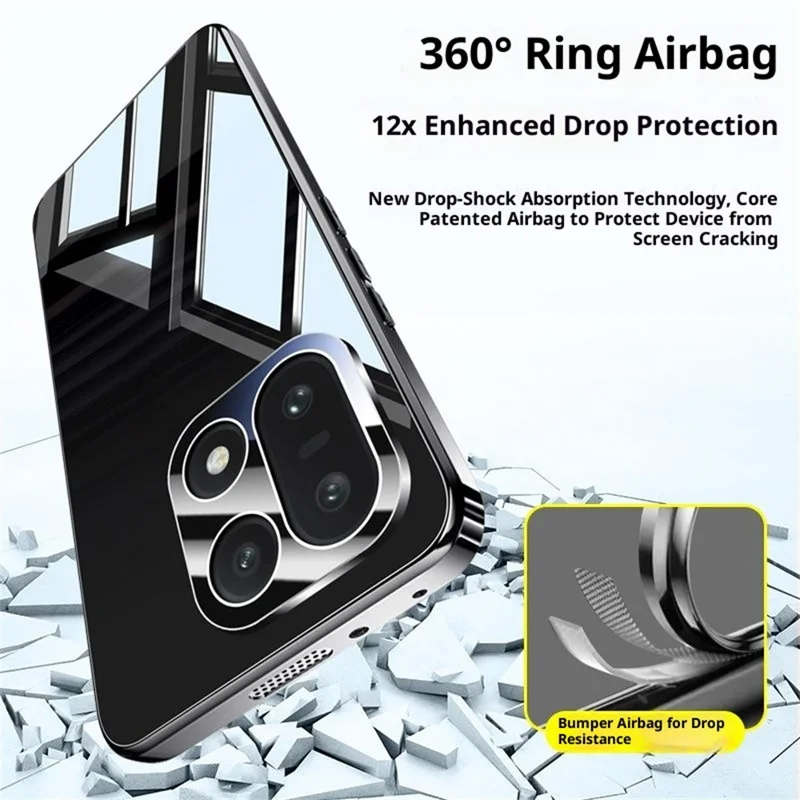 For OnePlus 15 5G Case Electroplating PC Phone Back Cover with Camera Lens Protector - Black