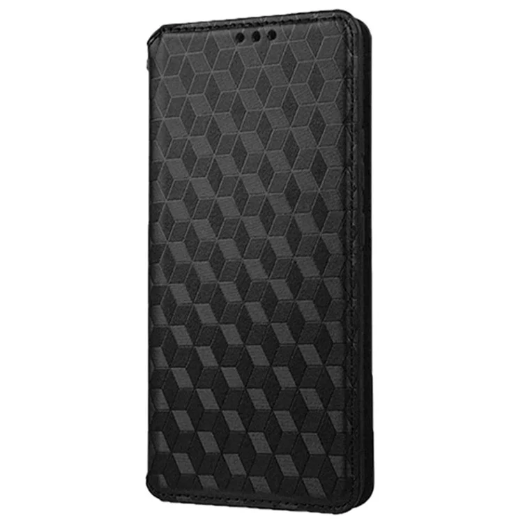 Per Nokia G100 Copertura Per Telefoni Shock Pattern Rombo Pattern Impronta in Pelle Flip Folio Wortet Stand - Nero